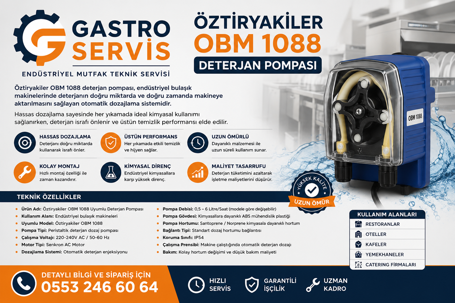 Öztiryakiler OBM 1088 Uyumlu Deterjan Dozaj Pompası