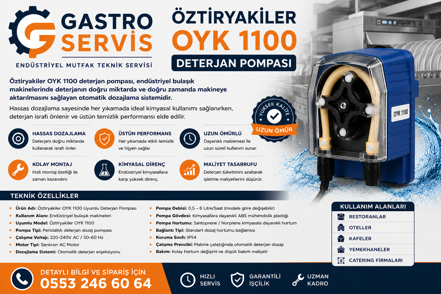 Öztiryakiler OYK 1100 Uyumlu Deterjan Dozaj Pompası