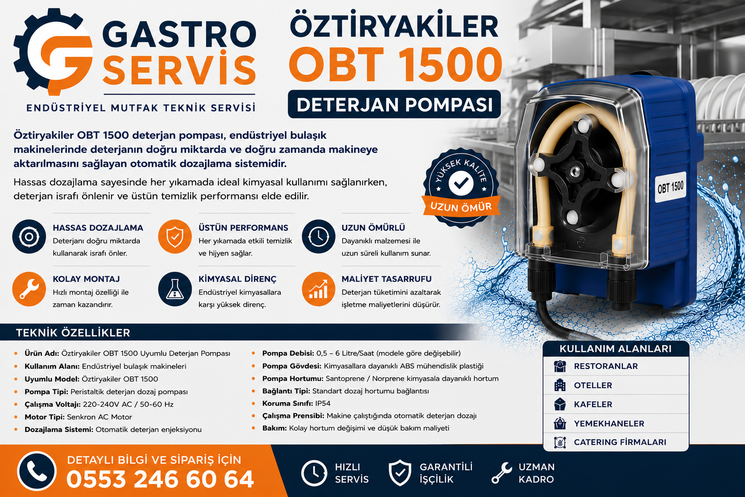 Öztiryakiler OBT 1500 Uyumlu Deterjan Dozaj Pompası