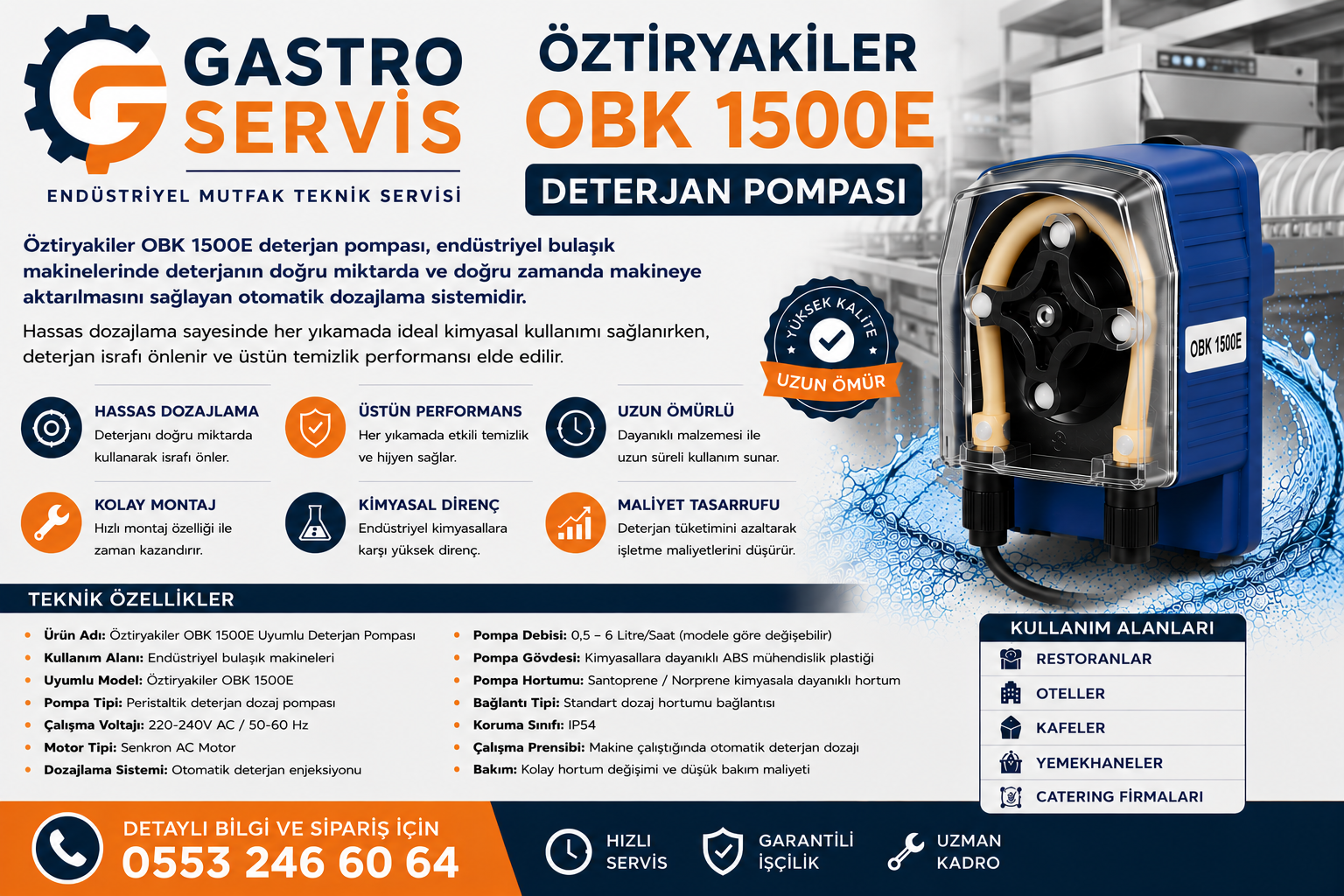 Öztiryakiler OBK 1500E Uyumlu Deterjan Dozaj Pompası