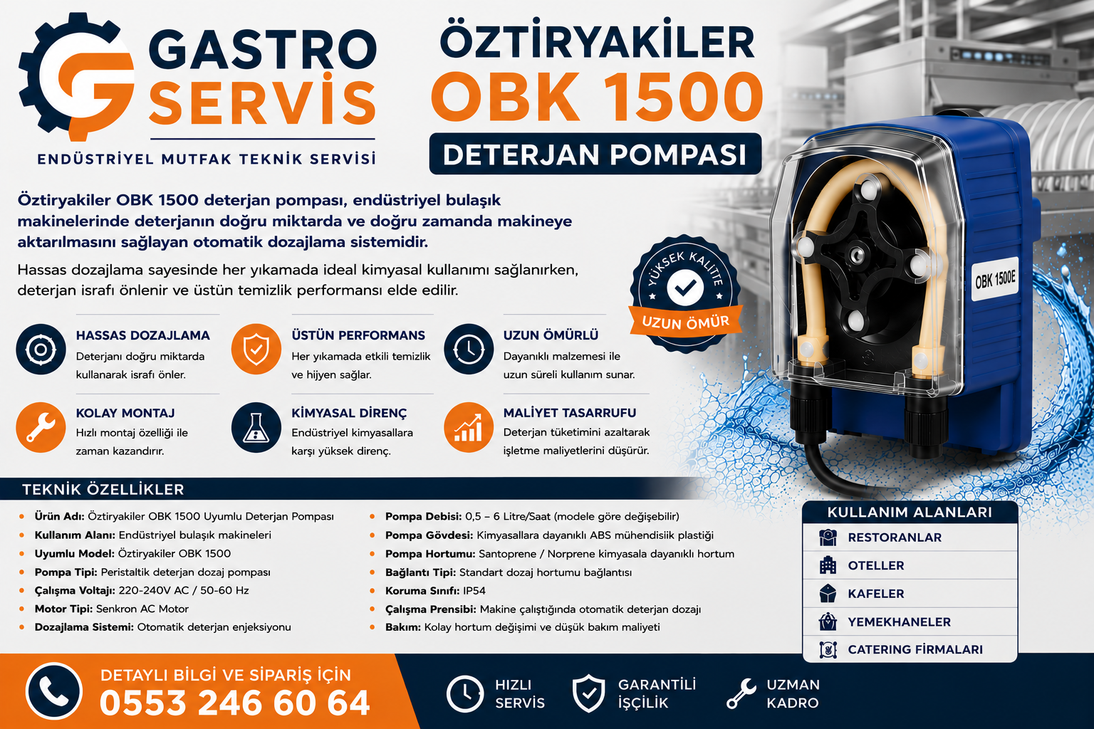 Öztiryakiler OBK 1500 Uyumlu Deterjan Dozaj Pompası