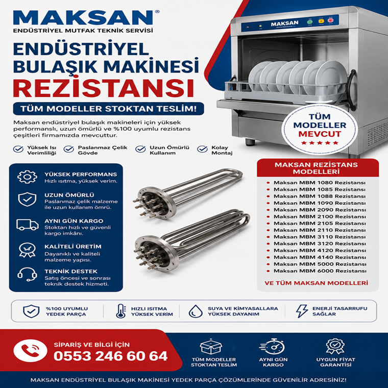 Maksan Endüstriyel Bulaşık Makinesi Rezistansı