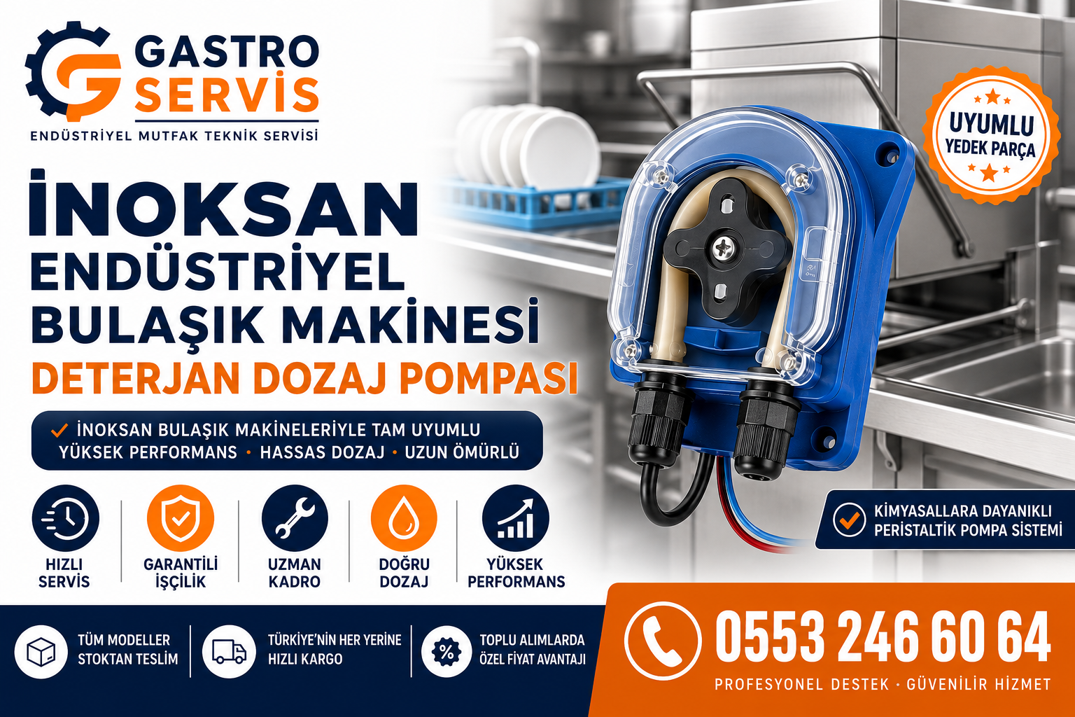 İnoksan Endüstriyel Bulaşık Makinesi Deterjan Dozaj Pompası