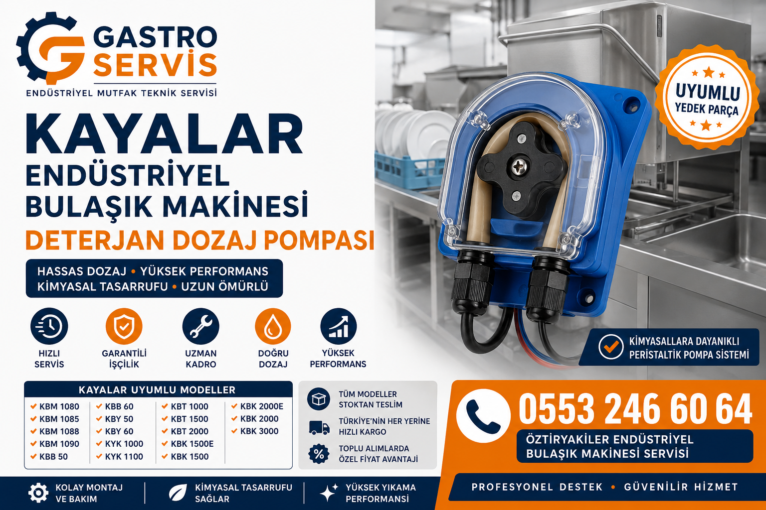 Kayalar Endüstriyel Bulaşık Makinesi Deterjan Dozaj Pompası