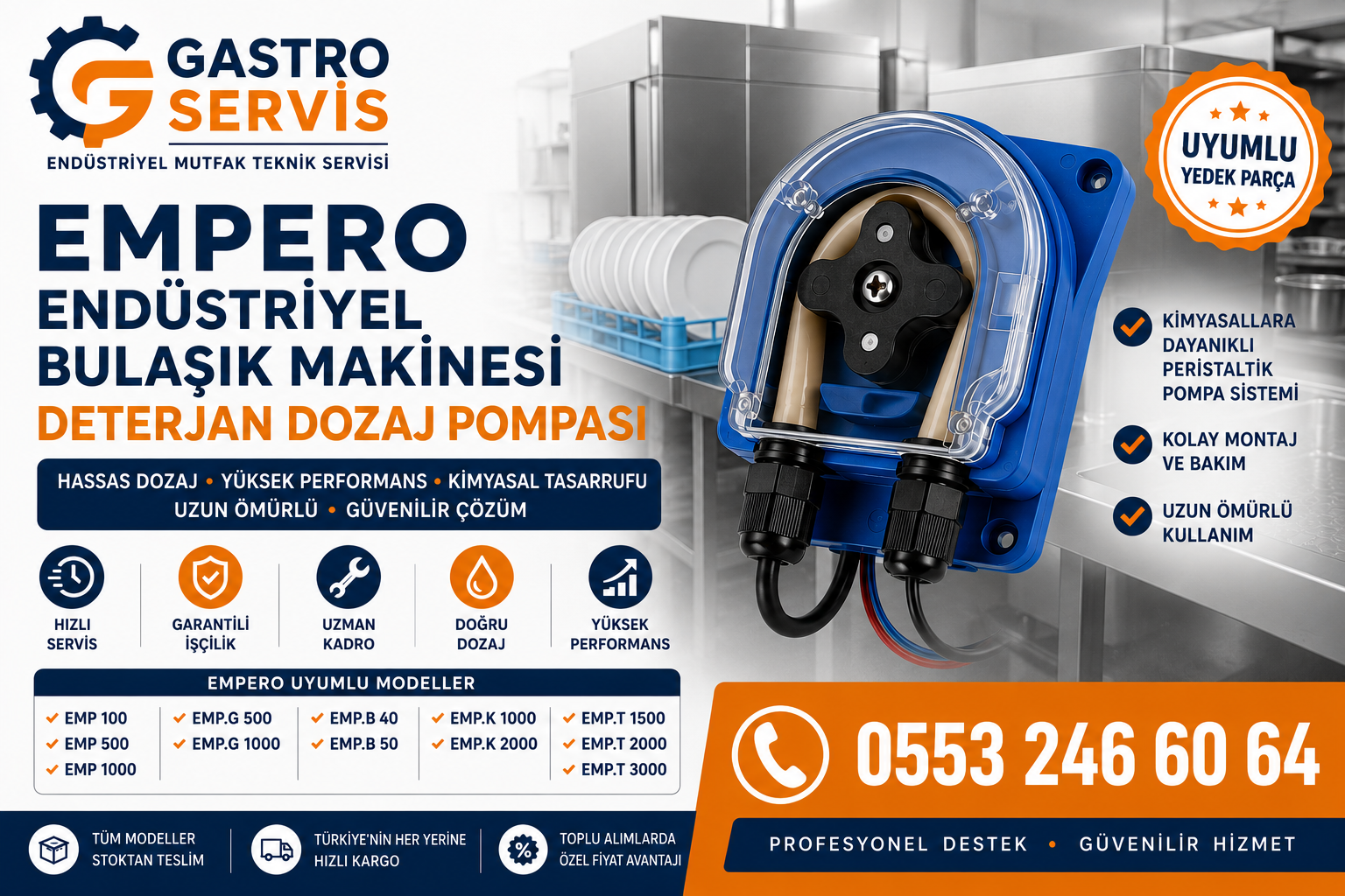 Empero Endüstriyel Bulaşık Makinesi Deterjan Dozaj Pompası