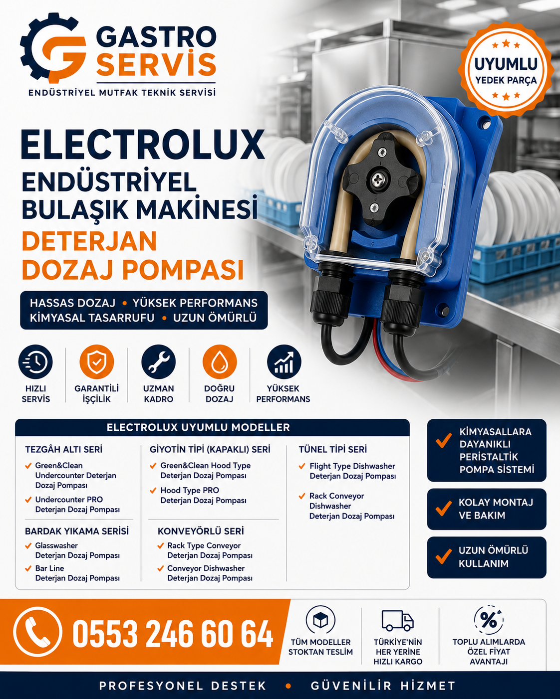 Electrolux Endüstriyel Bulaşık Makinesi Deterjan Dozaj Pompası