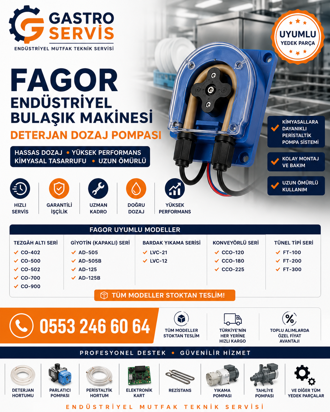 Fagor Endüstriyel Bulaşık Makinesi Deterjan Dozaj Pompası