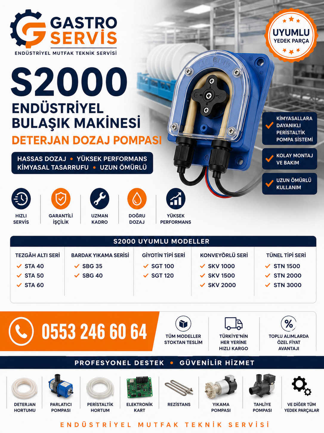 S2000 Endüstriyel Bulaşık Makinesi Deterjan Dozaj Pompası