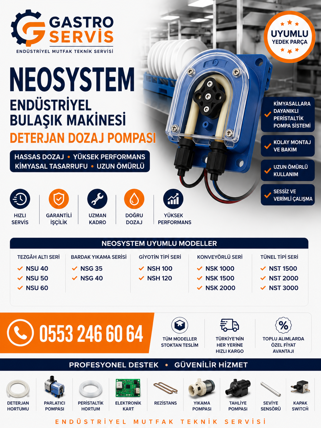 NeoSystem Endüstriyel Bulaşık Makinesi Deterjan Dozaj Pompası