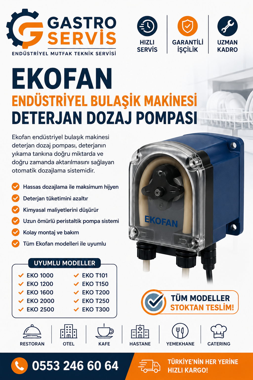 Ekofan Endüstriyel Bulaşık Makinesi Deterjan Dozaj Pompası