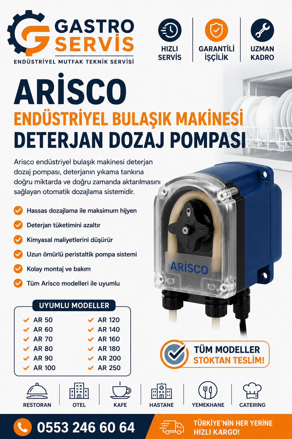 Arisco Endüstriyel Bulaşık Makinesi Deterjan Dozaj Pompası
