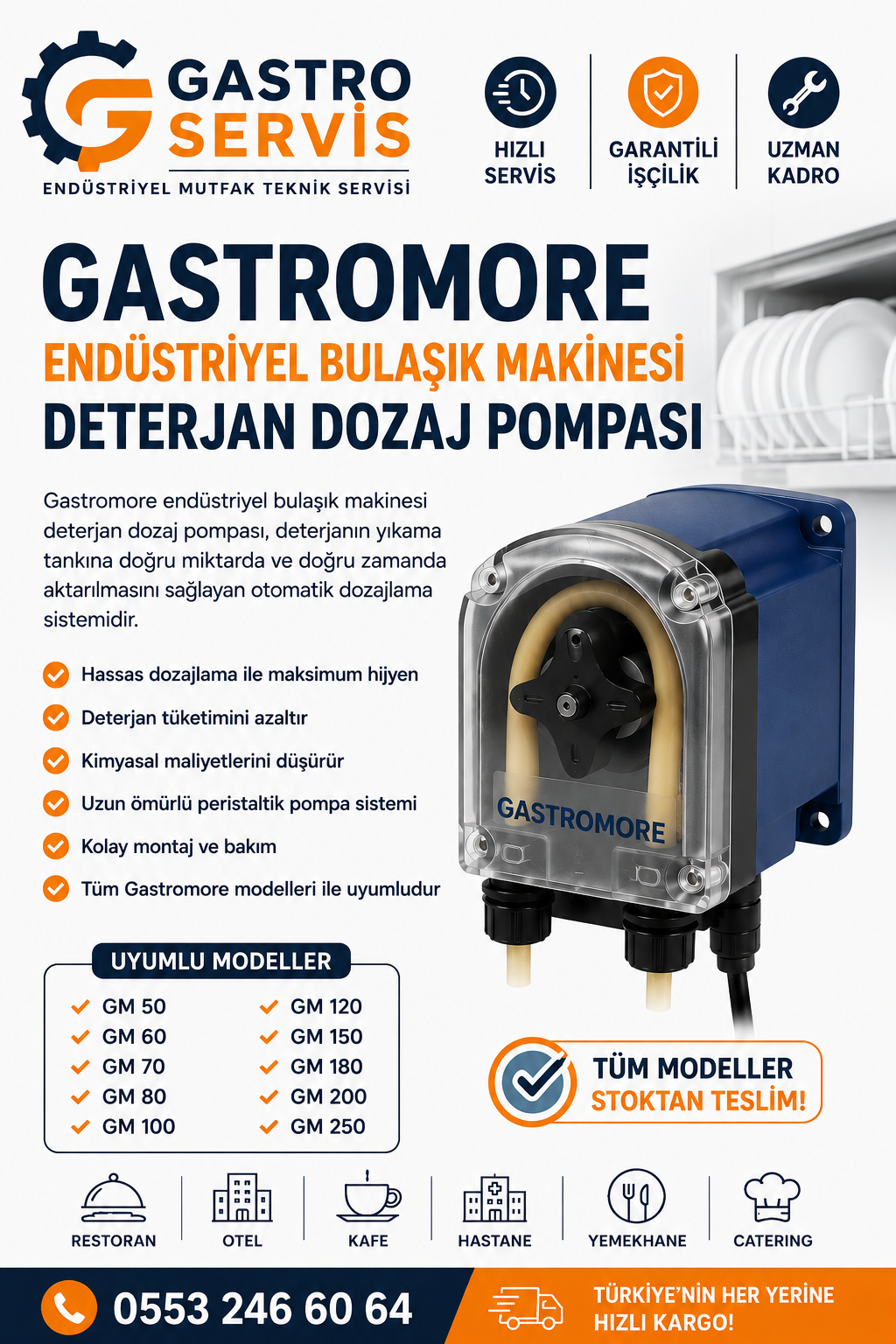 Gastromore Endüstriyel Bulaşık Makinesi Deterjan Dozaj Pompası