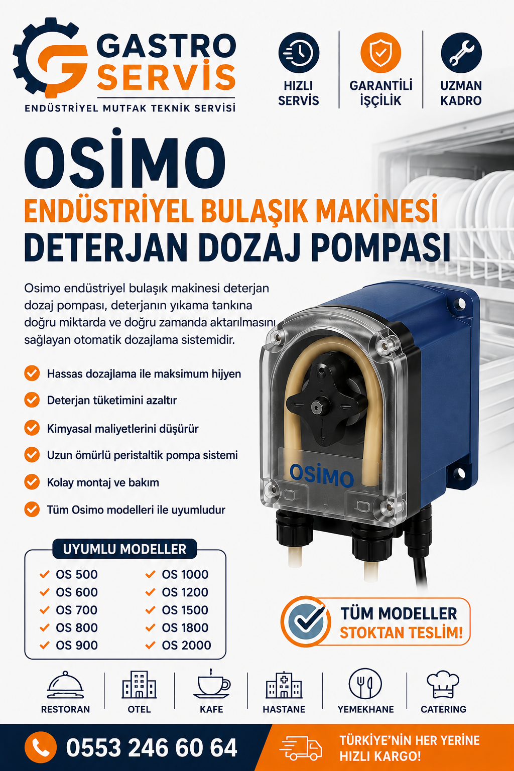 Osimo Endüstriyel Bulaşık Makinesi Deterjan Dozaj Pompası