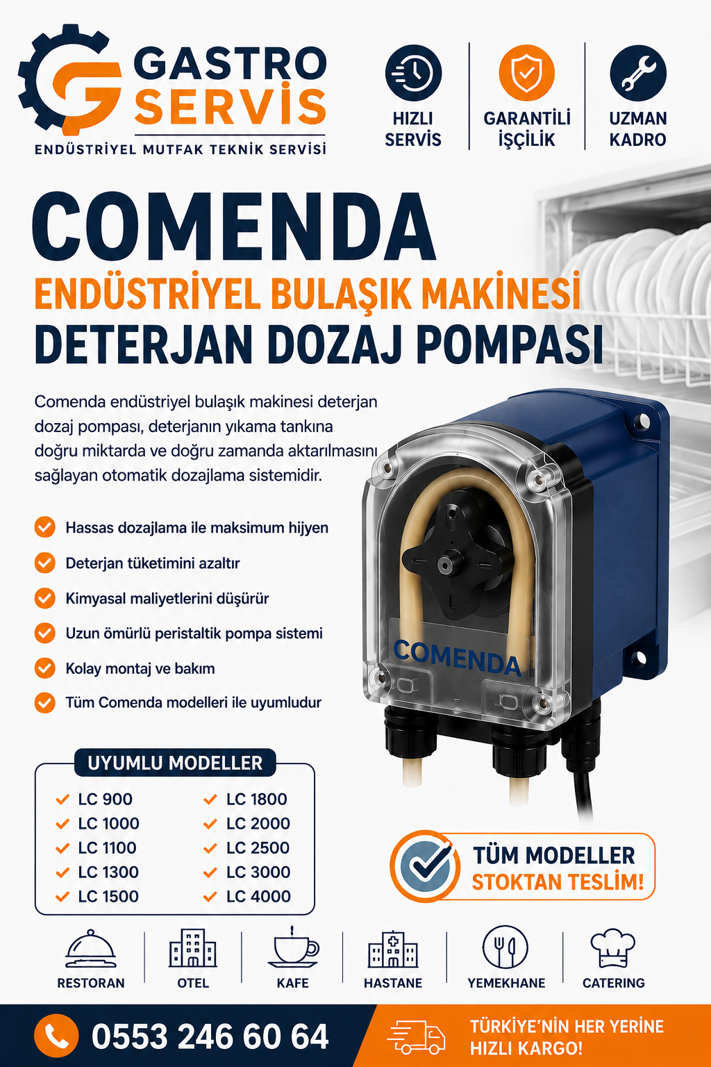 Comenda Endüstriyel Bulaşık Makinesi Deterjan Dozaj Pompası