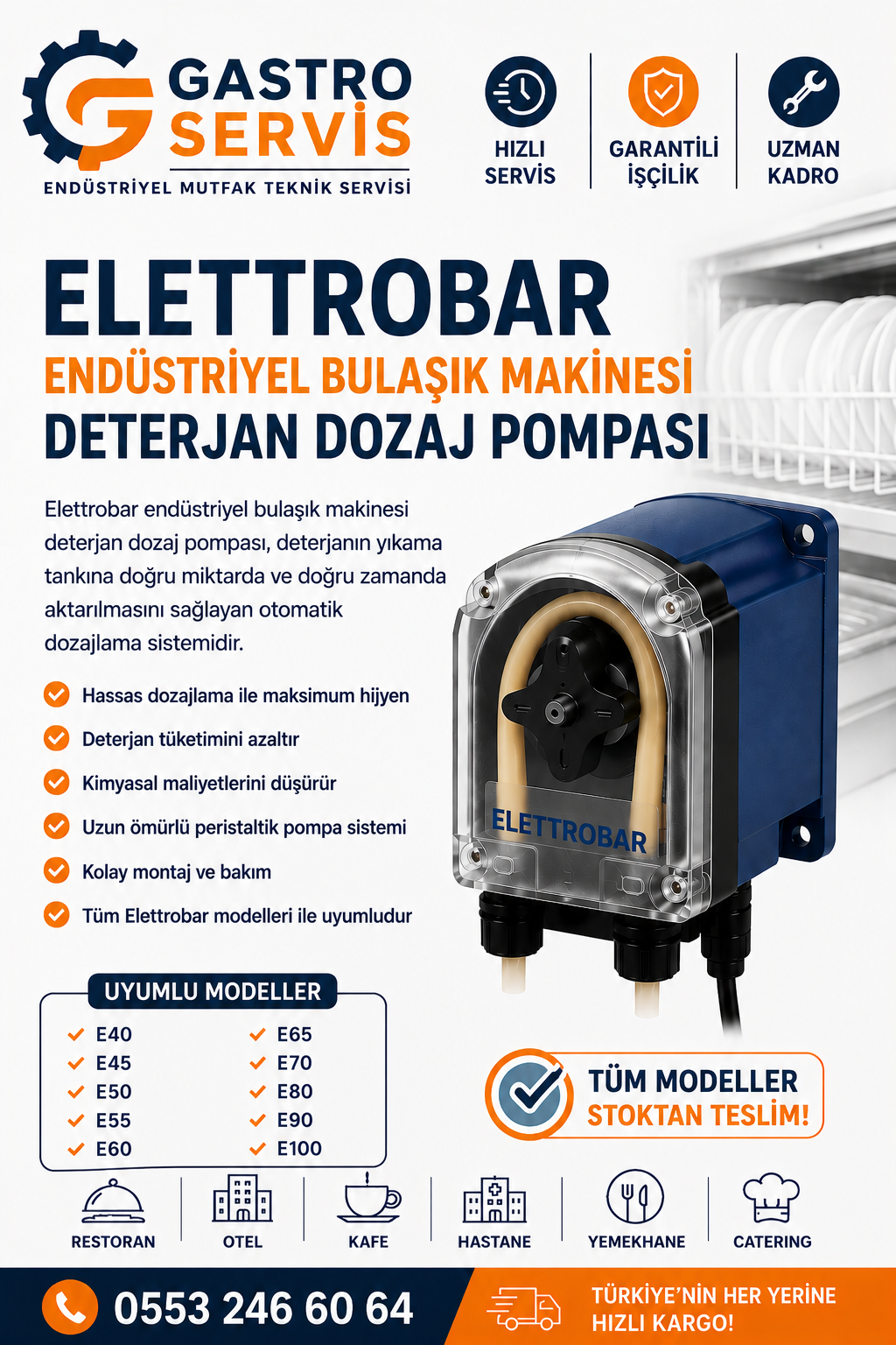 Elettrobar Endüstriyel Bulaşık Makinesi Deterjan Dozaj Pompası