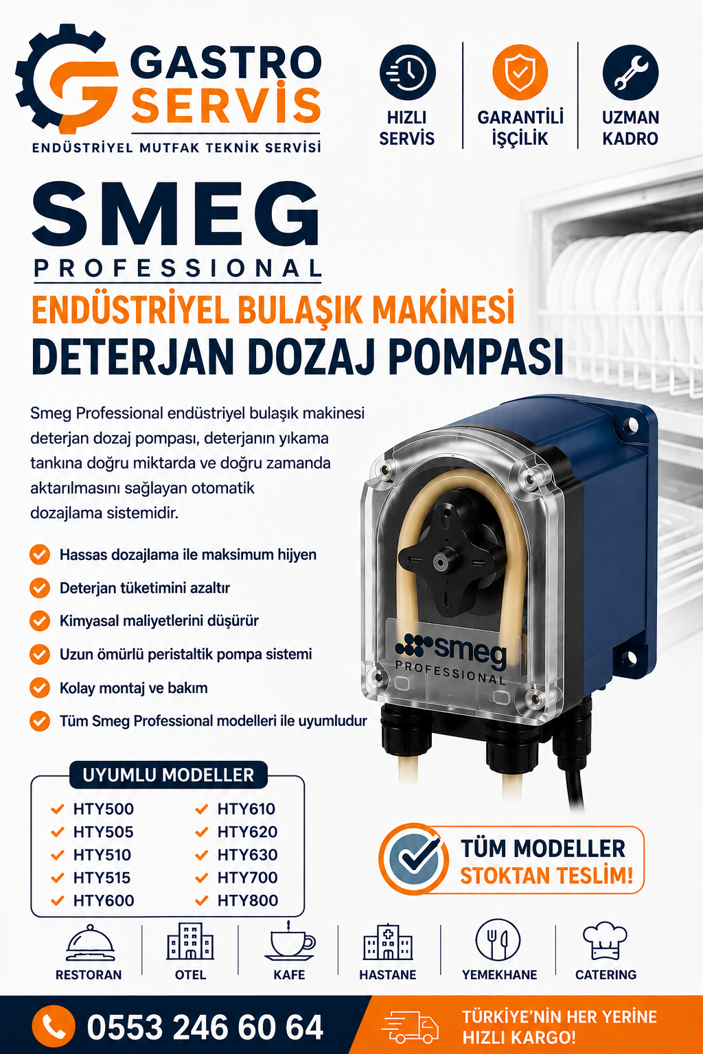 Smeg Professional Endüstriyel Bulaşık Makinesi Deterjan Dozaj Pompası