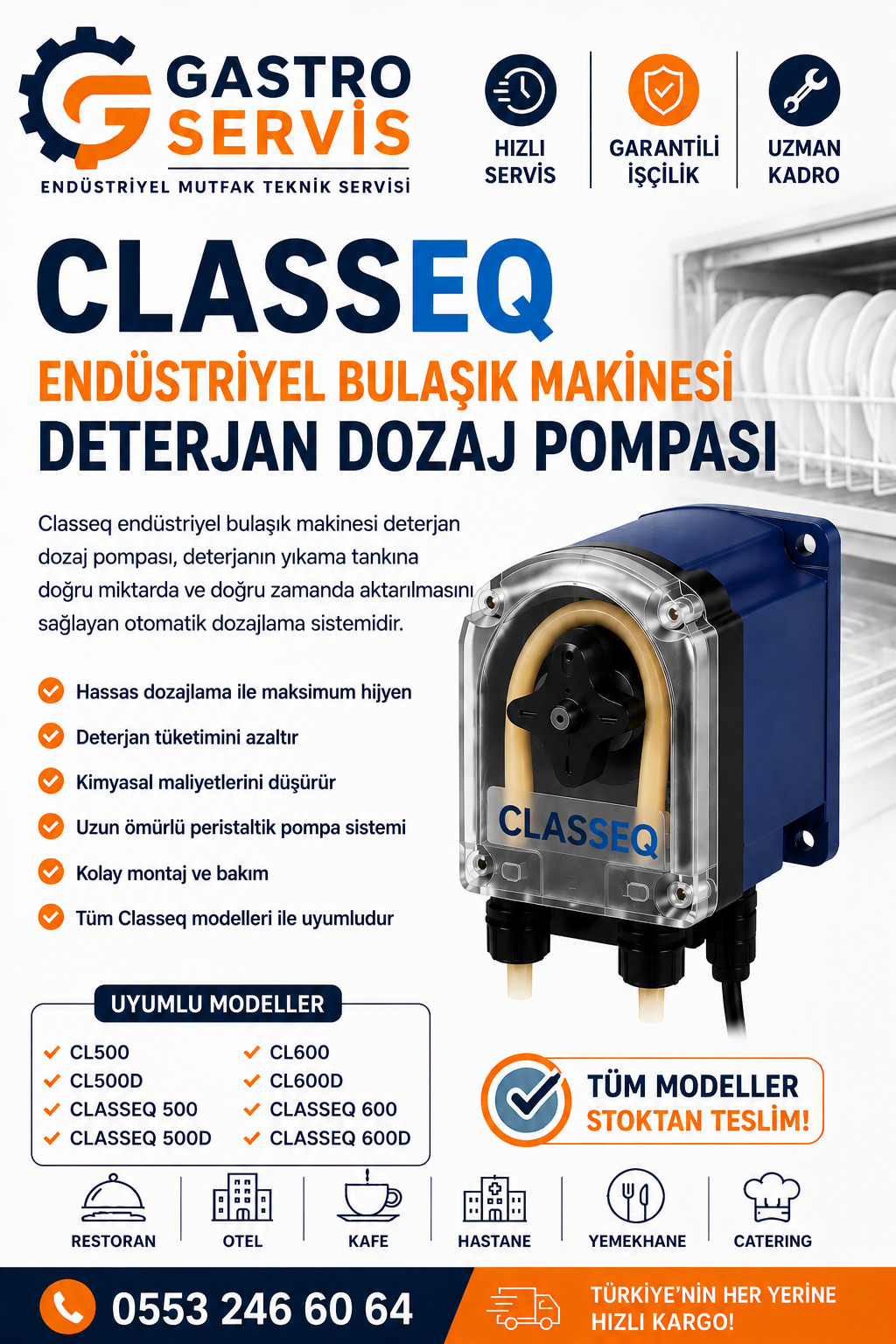 Classeq Endüstriyel Bulaşık Makinesi Deterjan Dozaj Pompası