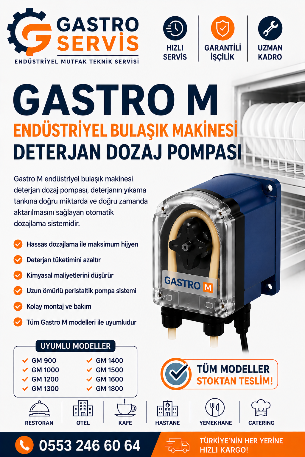 Gastro M Endüstriyel Bulaşık Makinesi Deterjan Dozaj Pompası