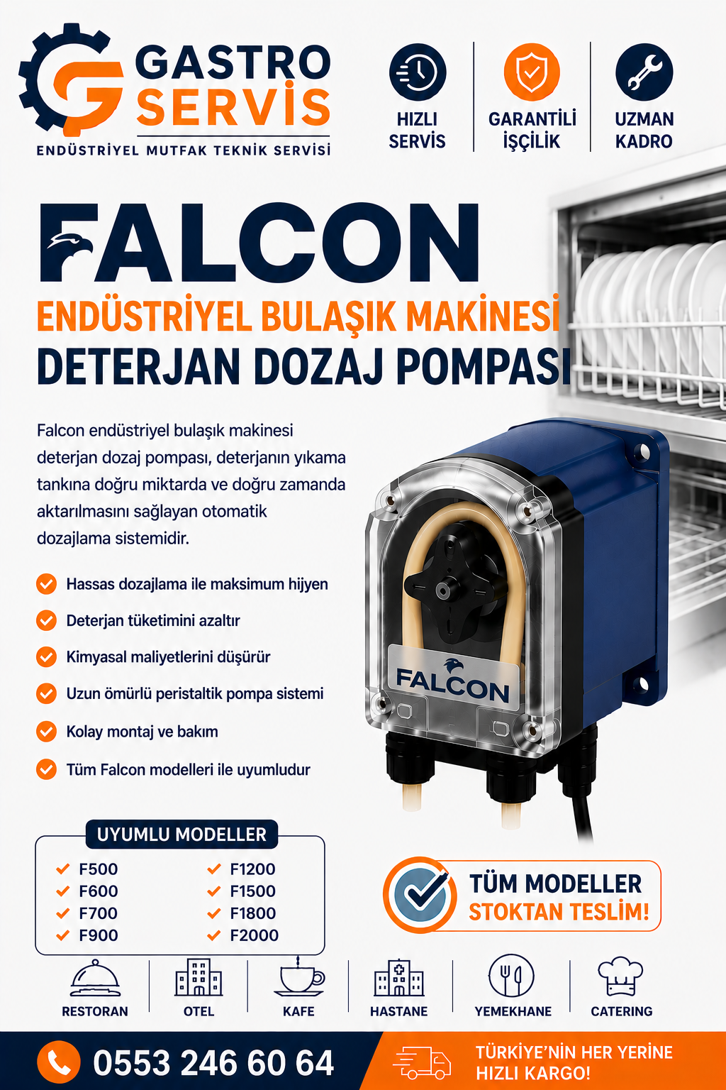 Falcon Endüstriyel Bulaşık Makinesi Deterjan Dozaj Pompası