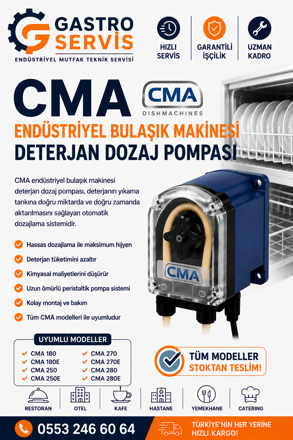 CMA Endüstriyel Bulaşık Makinesi Deterjan Dozaj Pompası
