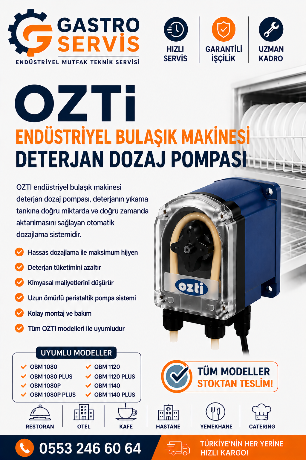 OZTI Endüstriyel Bulaşık Makinesi Deterjan Dozaj Pompası
