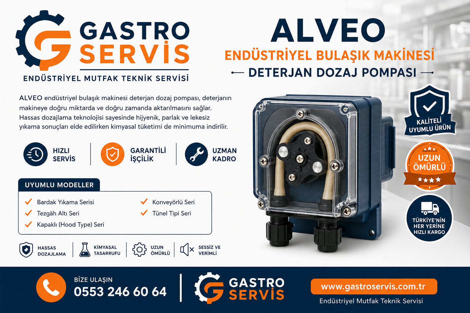ALVEO Endüstriyel Bulaşık Makinesi Deterjan Dozaj Pompası