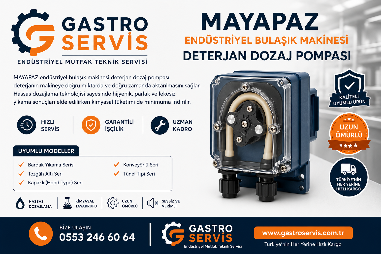 MAYAPAZ Endüstriyel Bulaşık Makinesi Deterjan Dozaj Pompası