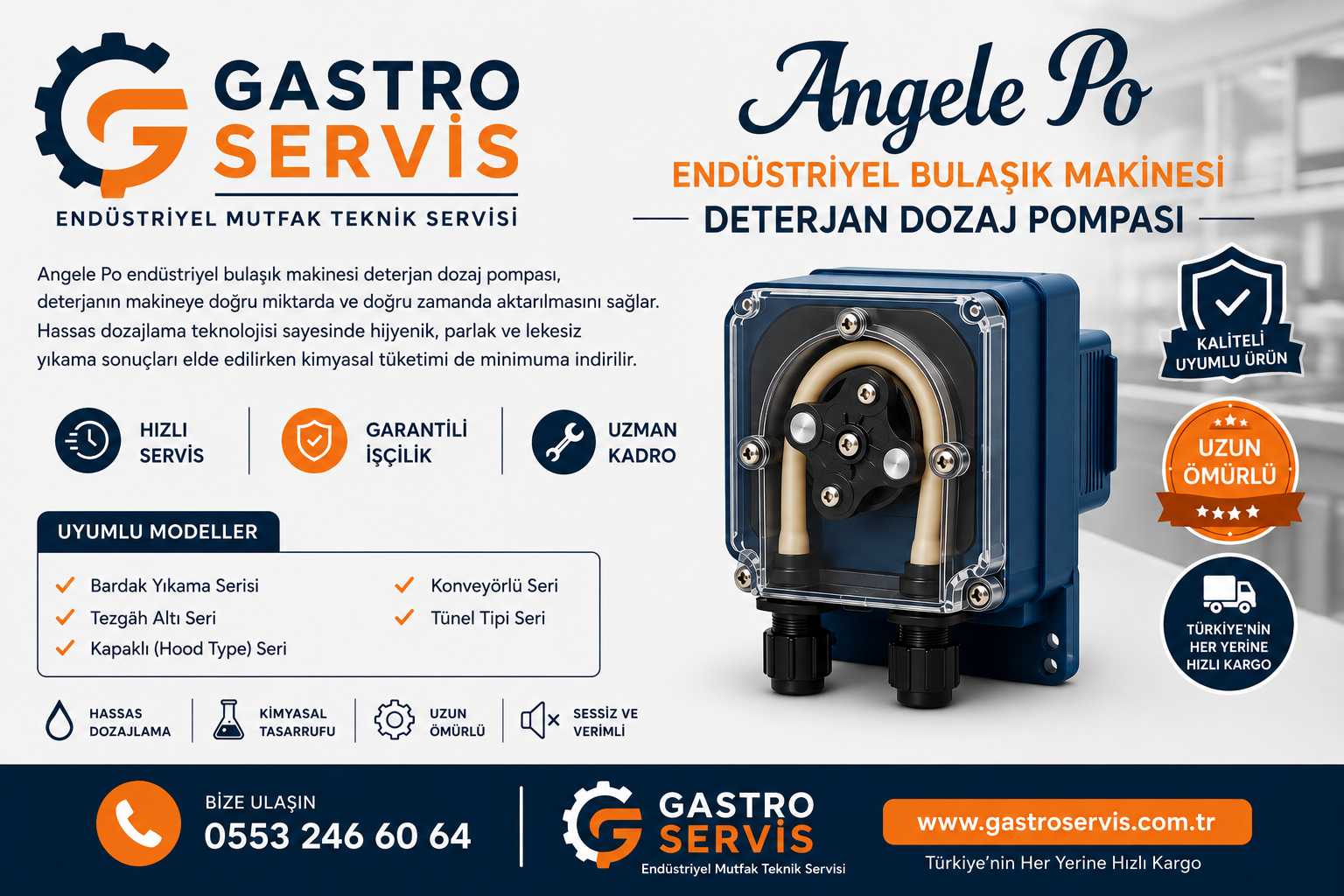 Angele Po Endüstriyel Bulaşık Makinesi Deterjan Dozaj Pompası