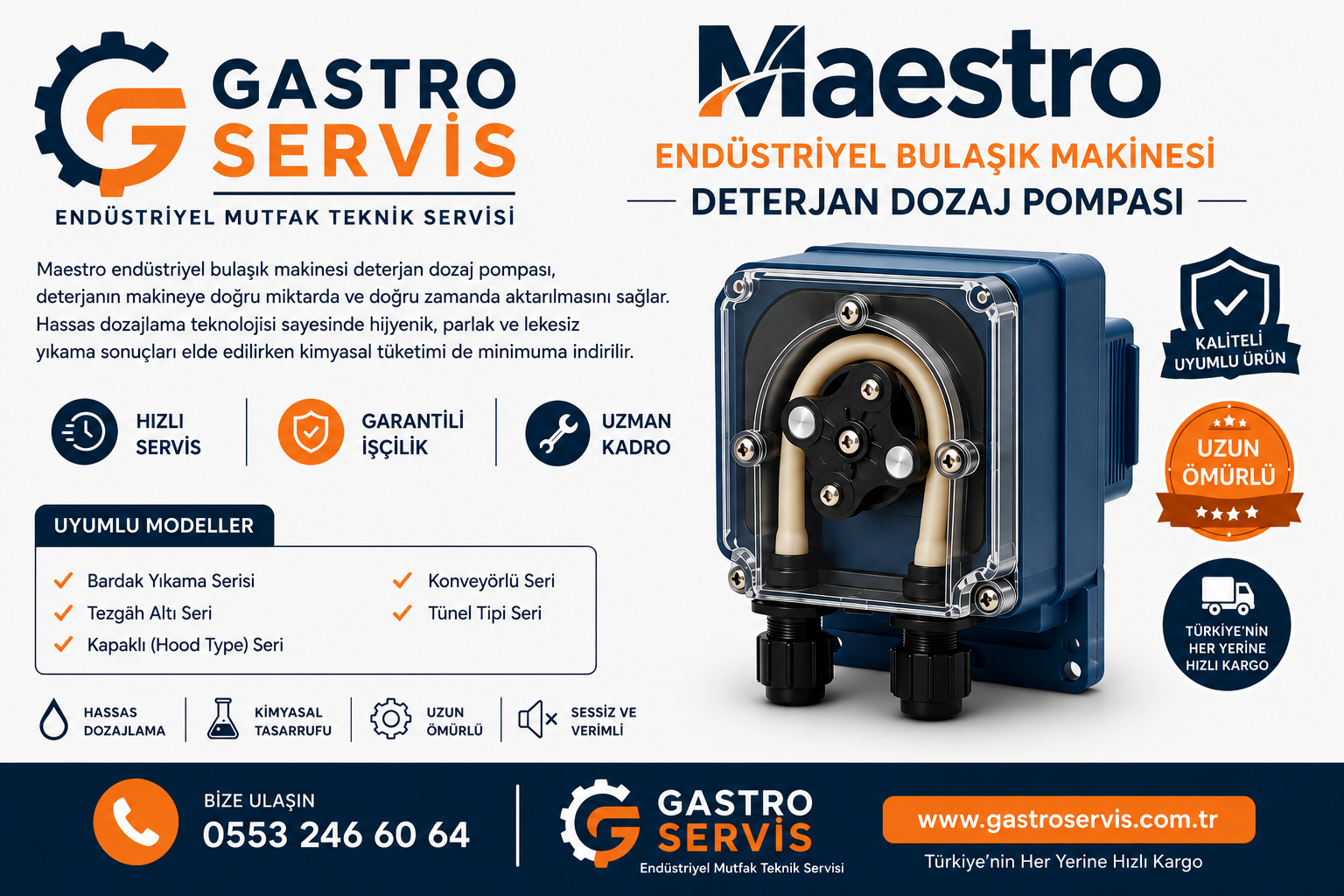 Maestro Endüstriyel Bulaşık Makinesi Deterjan Dozaj Pompası