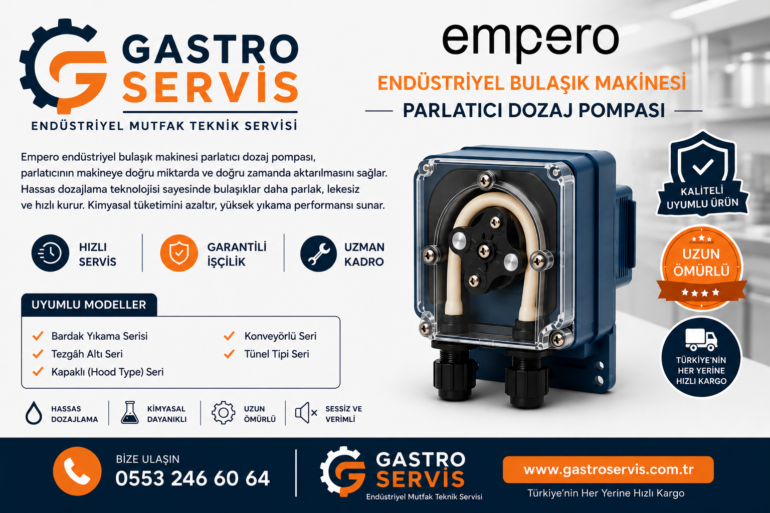 Empero Endüstriyel Bulaşık Makinesi Parlatıcı Dozaj Pompası