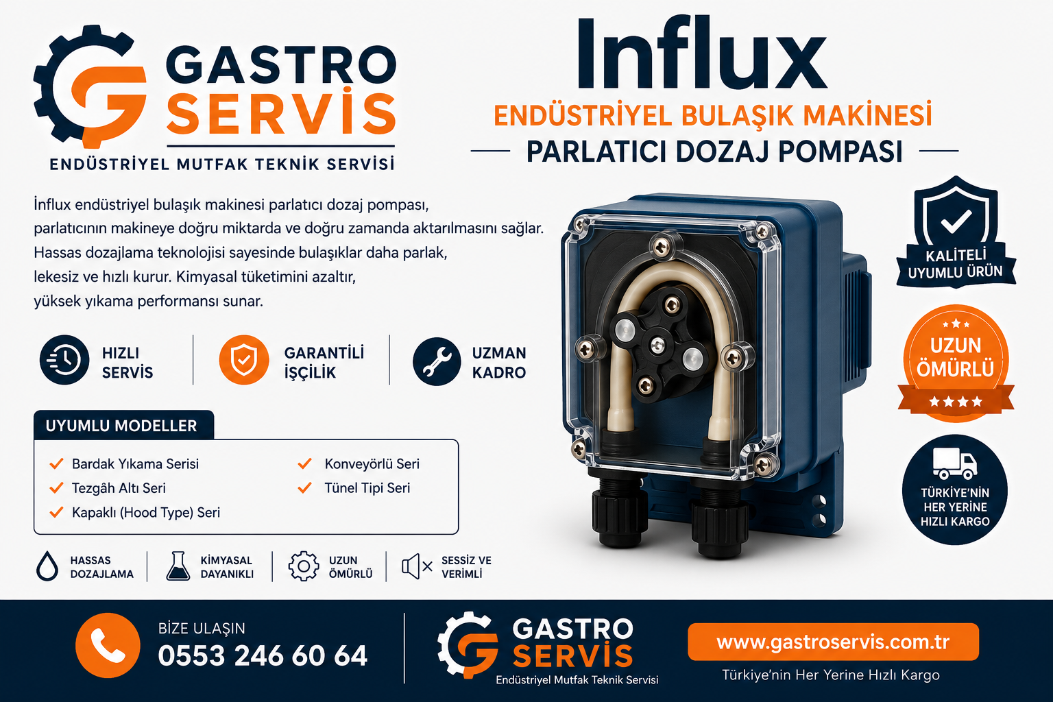 İnflux Endüstriyel Bulaşık Makinesi Parlatıcı Dozaj Pompası
