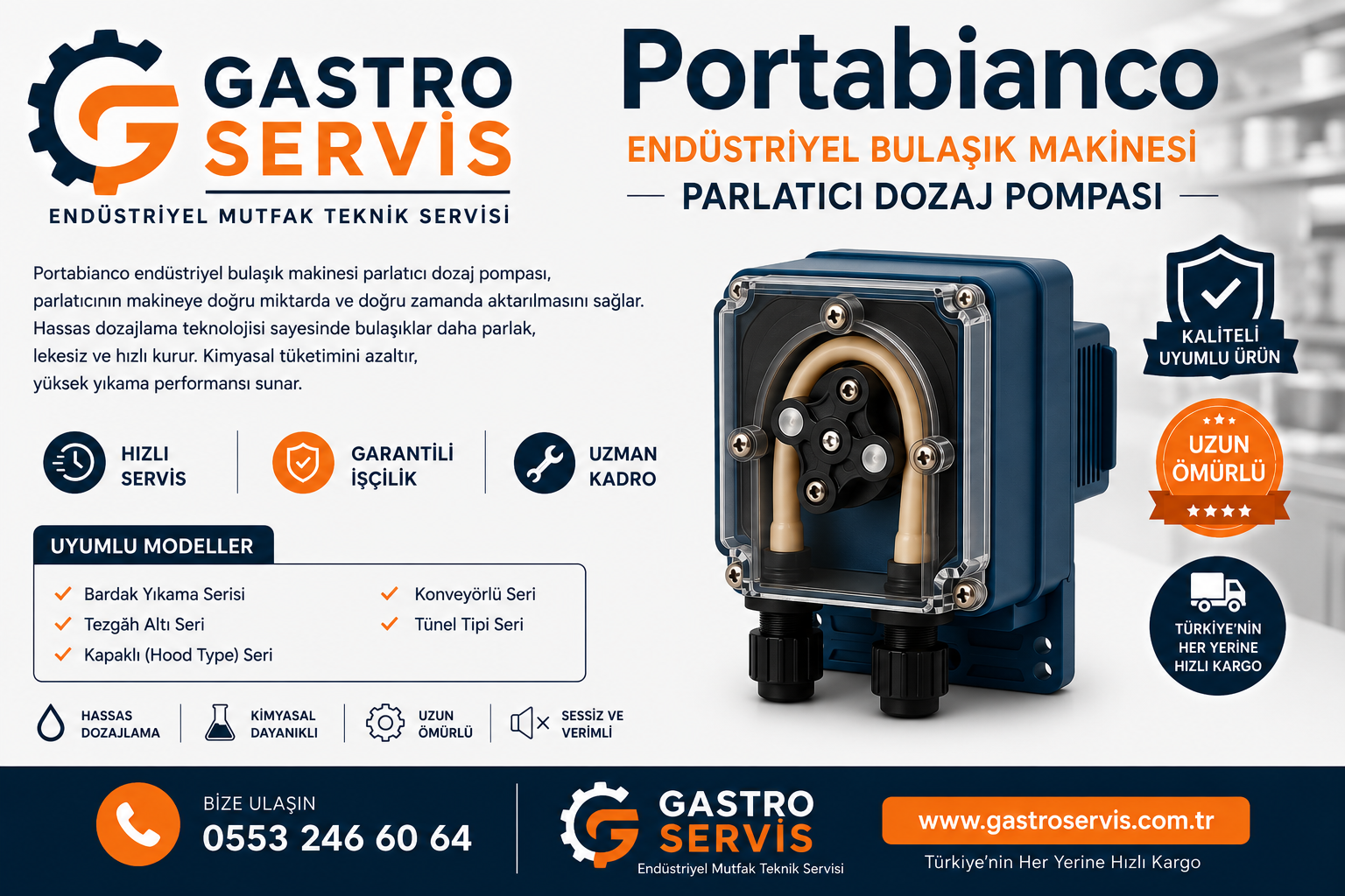 Portabianco Endüstriyel Bulaşık Makinesi Parlatıcı Dozaj Pompası