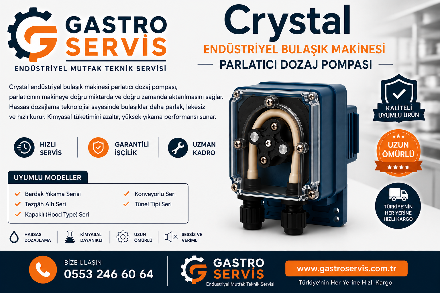Crystal Endüstriyel Bulaşık Makinesi Parlatıcı Dozaj Pompası
