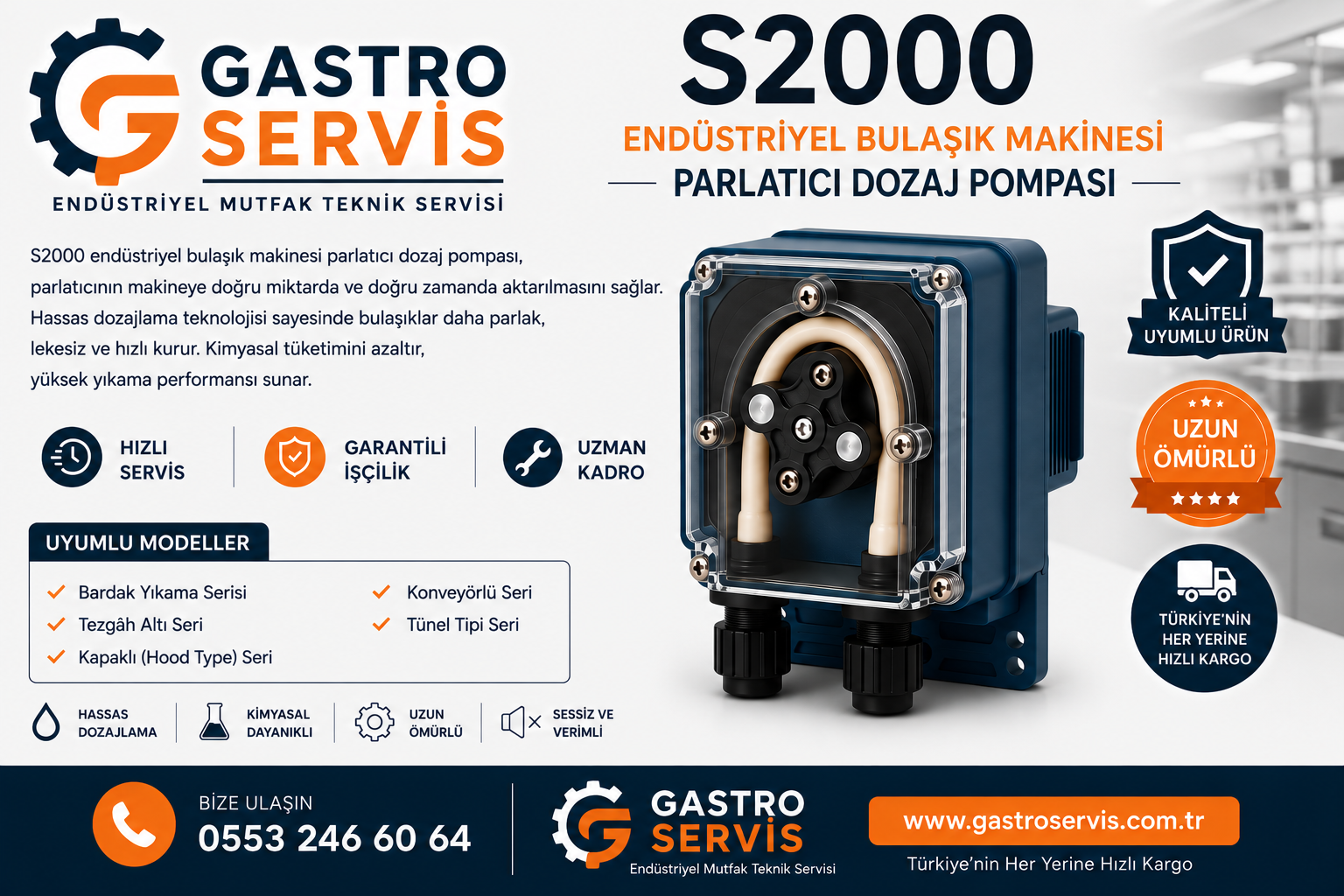 S2000 Endüstriyel Bulaşık Makinesi Parlatıcı Dozaj Pompası