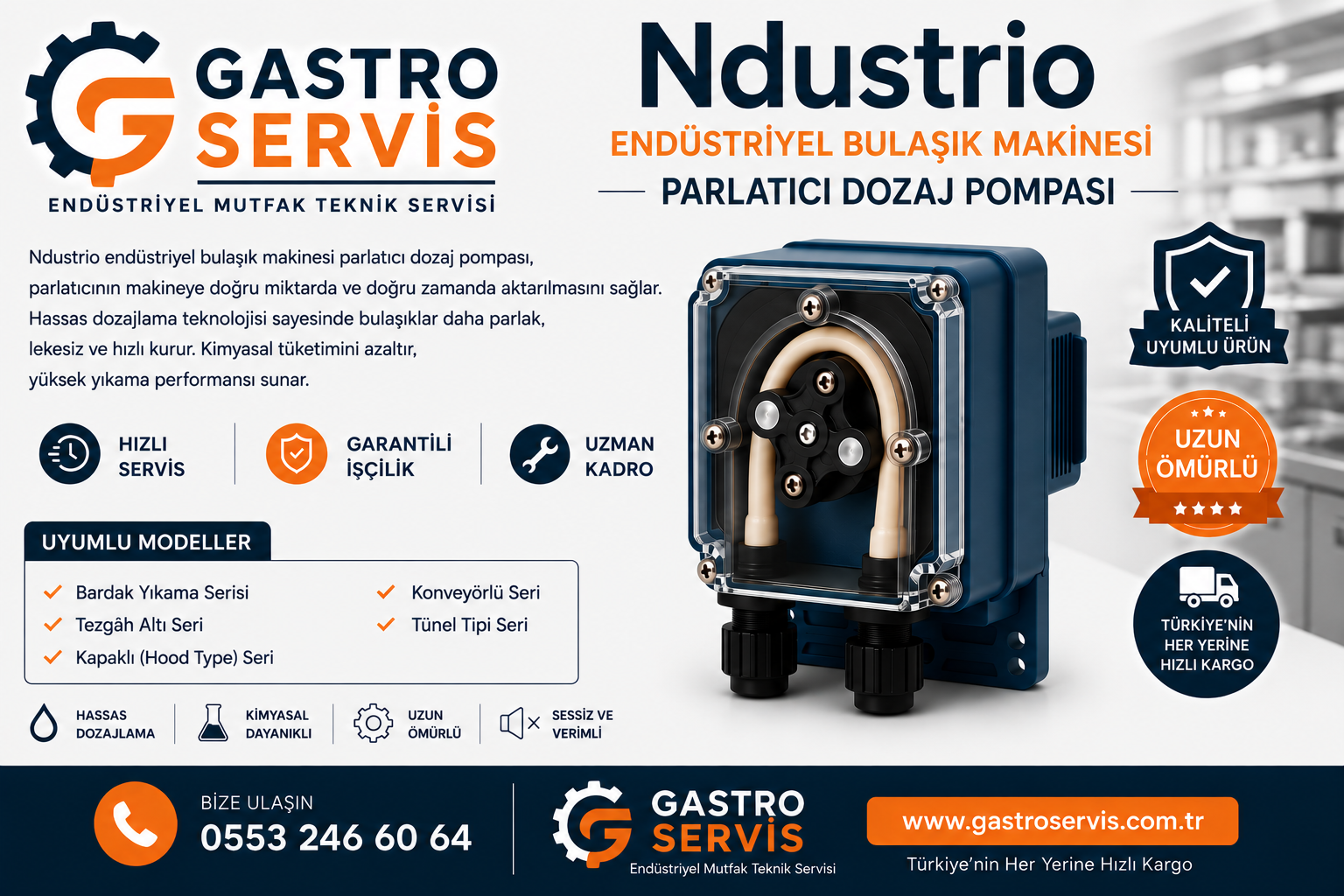 Ndustrio Endüstriyel Bulaşık Makinesi Parlatıcı Dozaj Pompası
