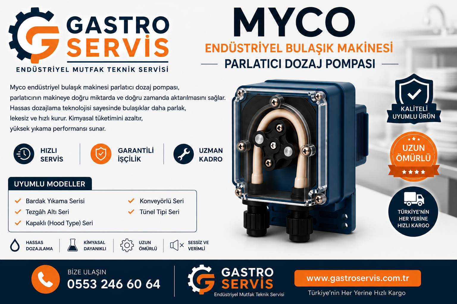 Myco Endüstriyel Bulaşık Makinesi Parlatıcı Dozaj Pompası
