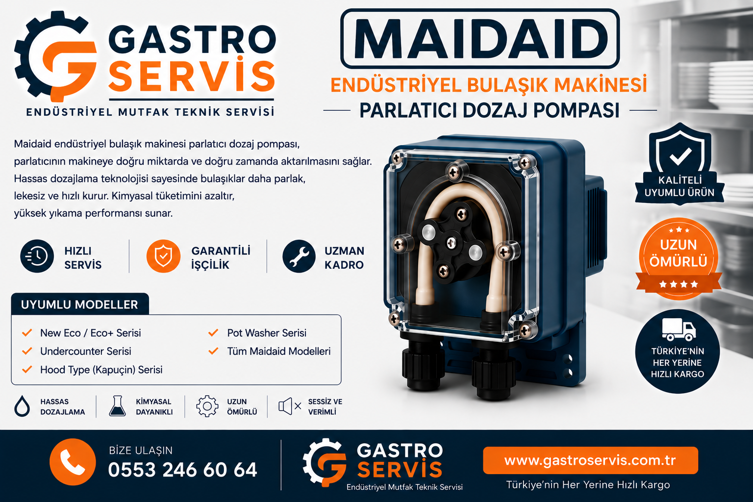 Maidaid Endüstriyel Bulaşık Makinesi Parlatıcı Dozaj Pompası