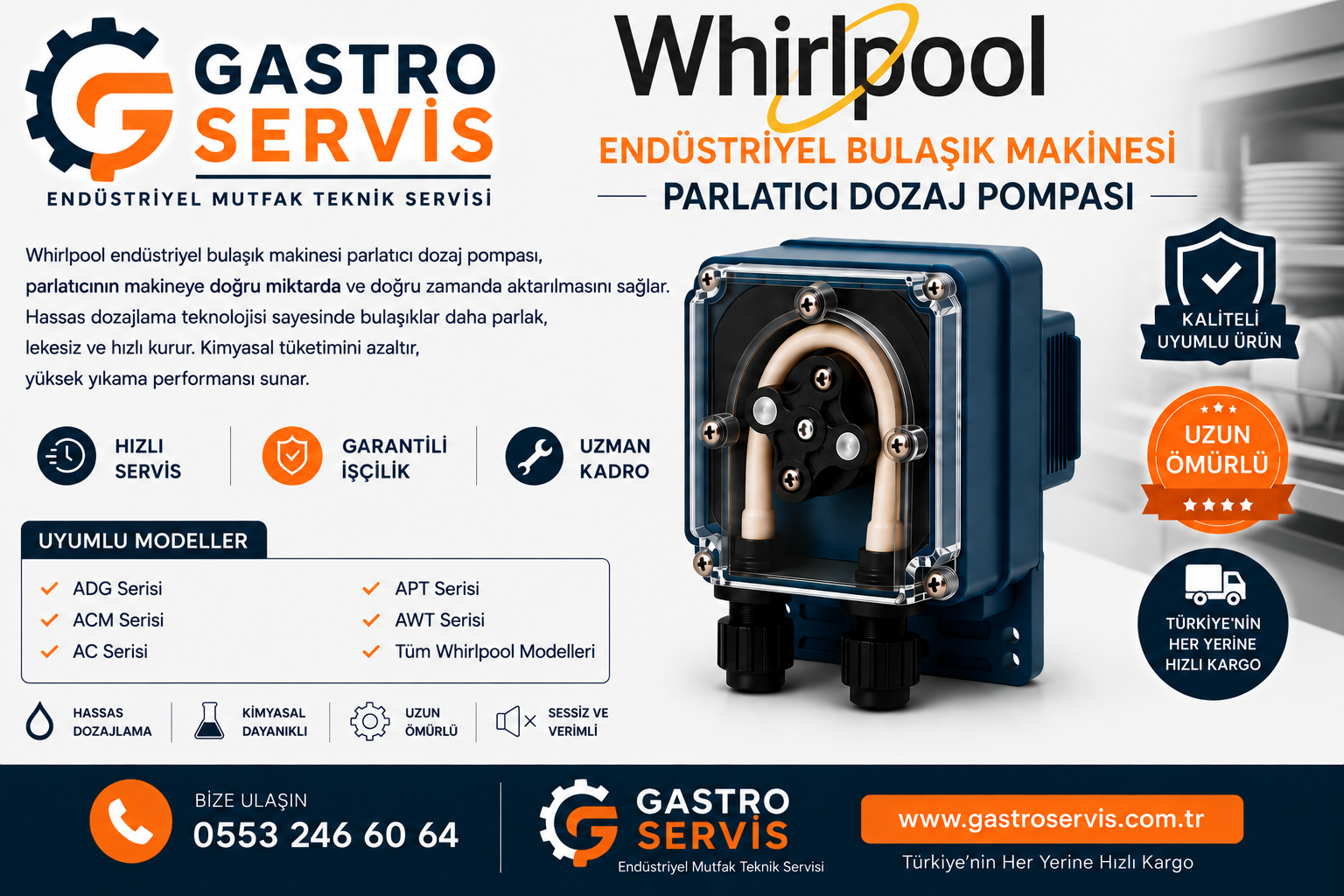 Whirlpool Endüstriyel Bulaşık Makinesi Parlatıcı Dozaj Pompası