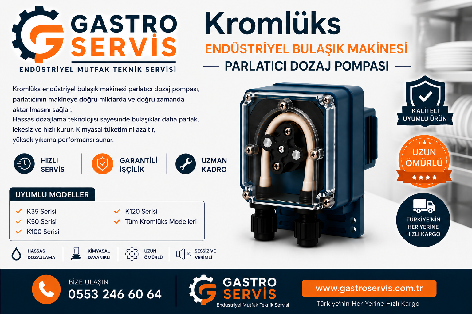 Kromlüks Endüstriyel Bulaşık Makinesi Parlatıcı Dozaj Pompası