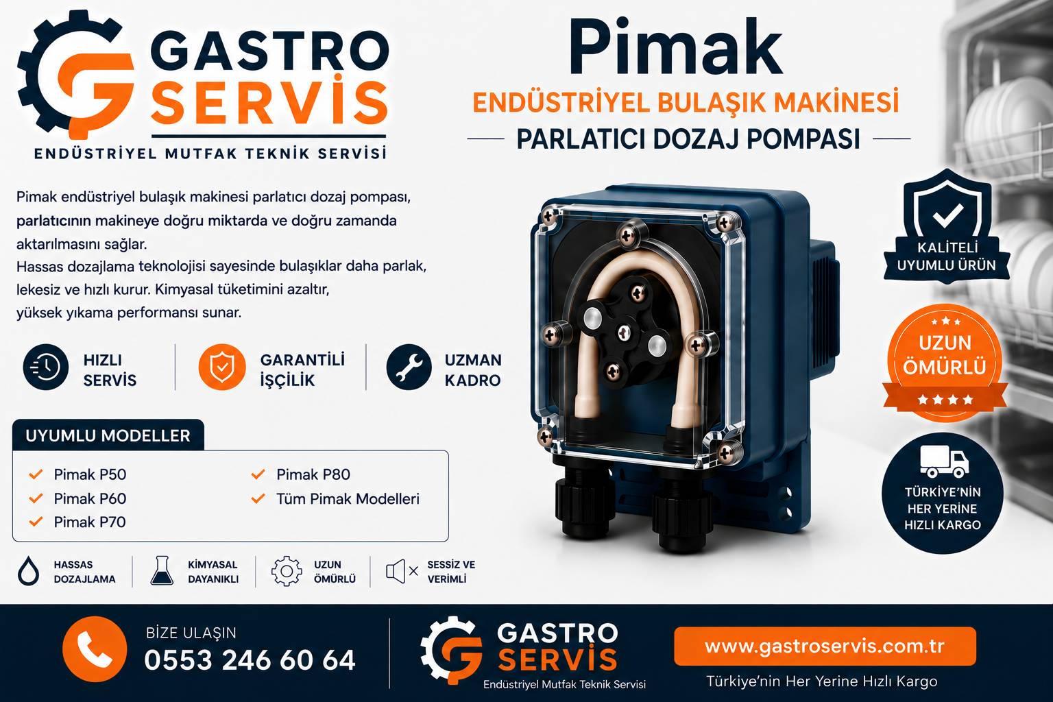 Pimak Endüstriyel Bulaşık Makinesi Parlatıcı Dozaj Pompası