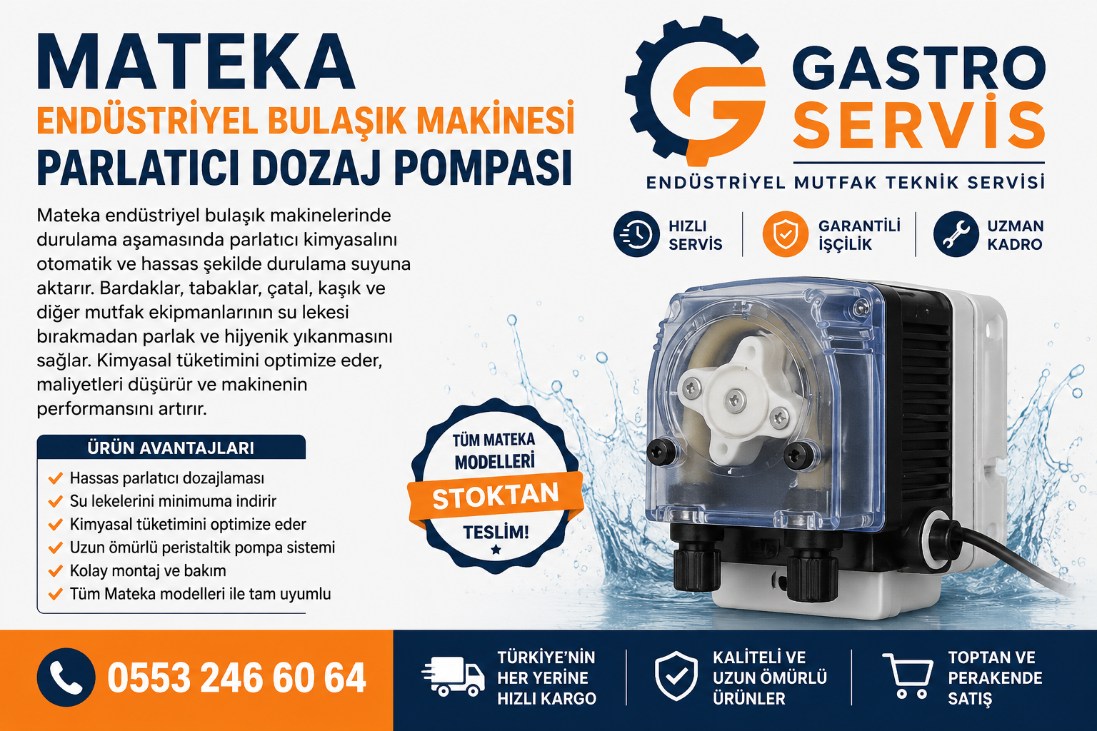 Mateka Endüstriyel Bulaşık Makinesi Parlatıcı Dozaj Pompası