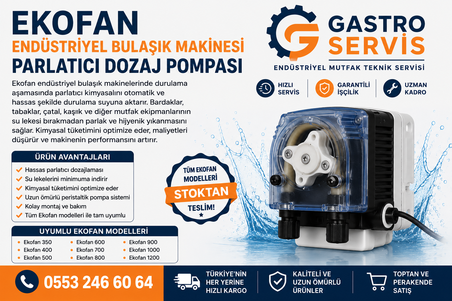 Ekofan Endüstriyel Bulaşık Makinesi Parlatıcı Dozaj Pompası