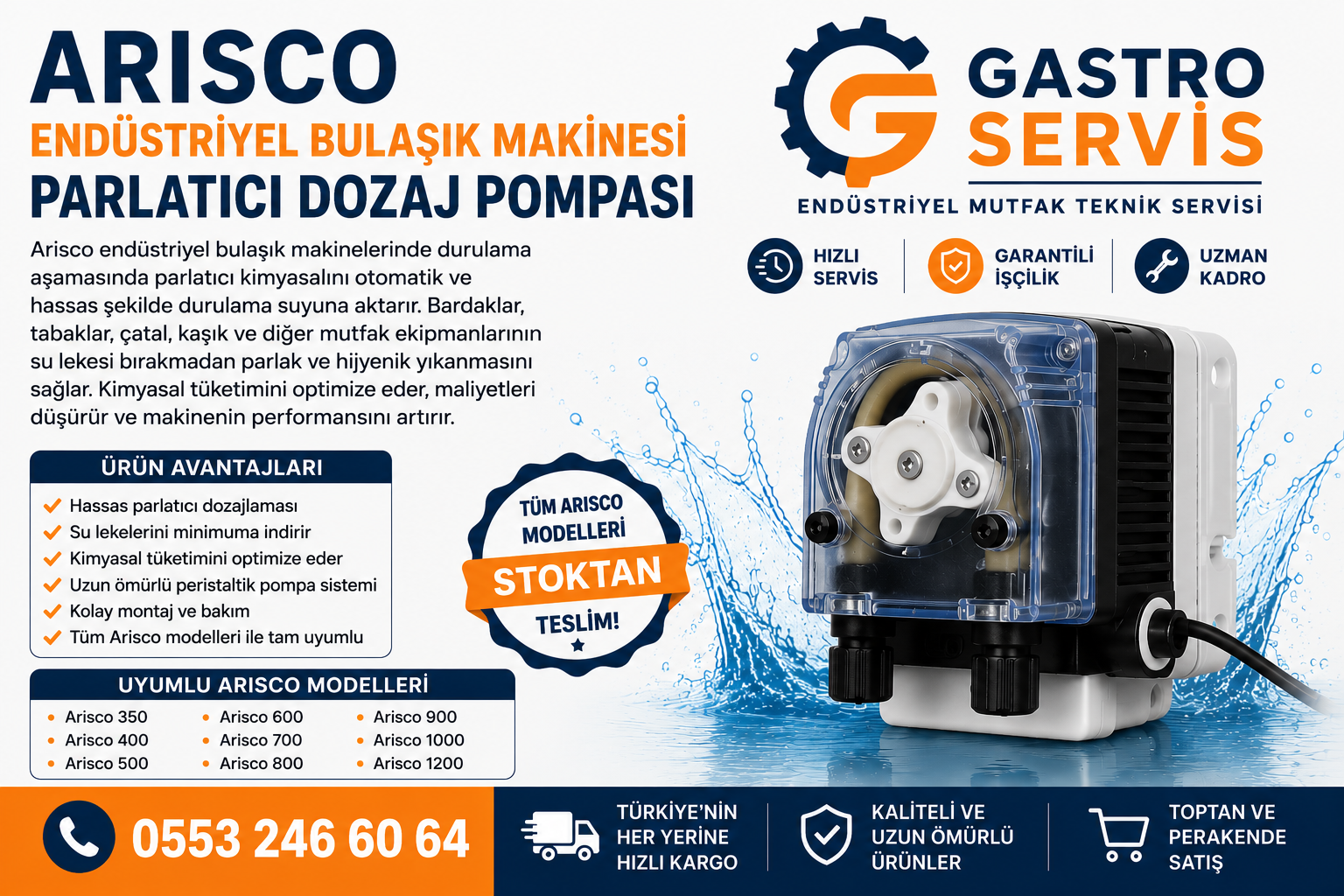 Arisco Endüstriyel Bulaşık Makinesi Parlatıcı Dozaj Pompası