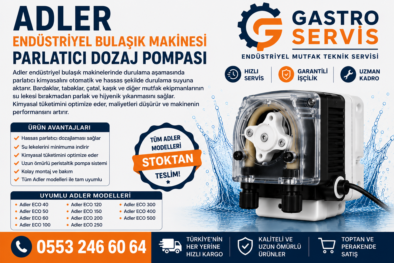 Adler Endüstriyel Bulaşık Makinesi Parlatıcı Dozaj Pompası