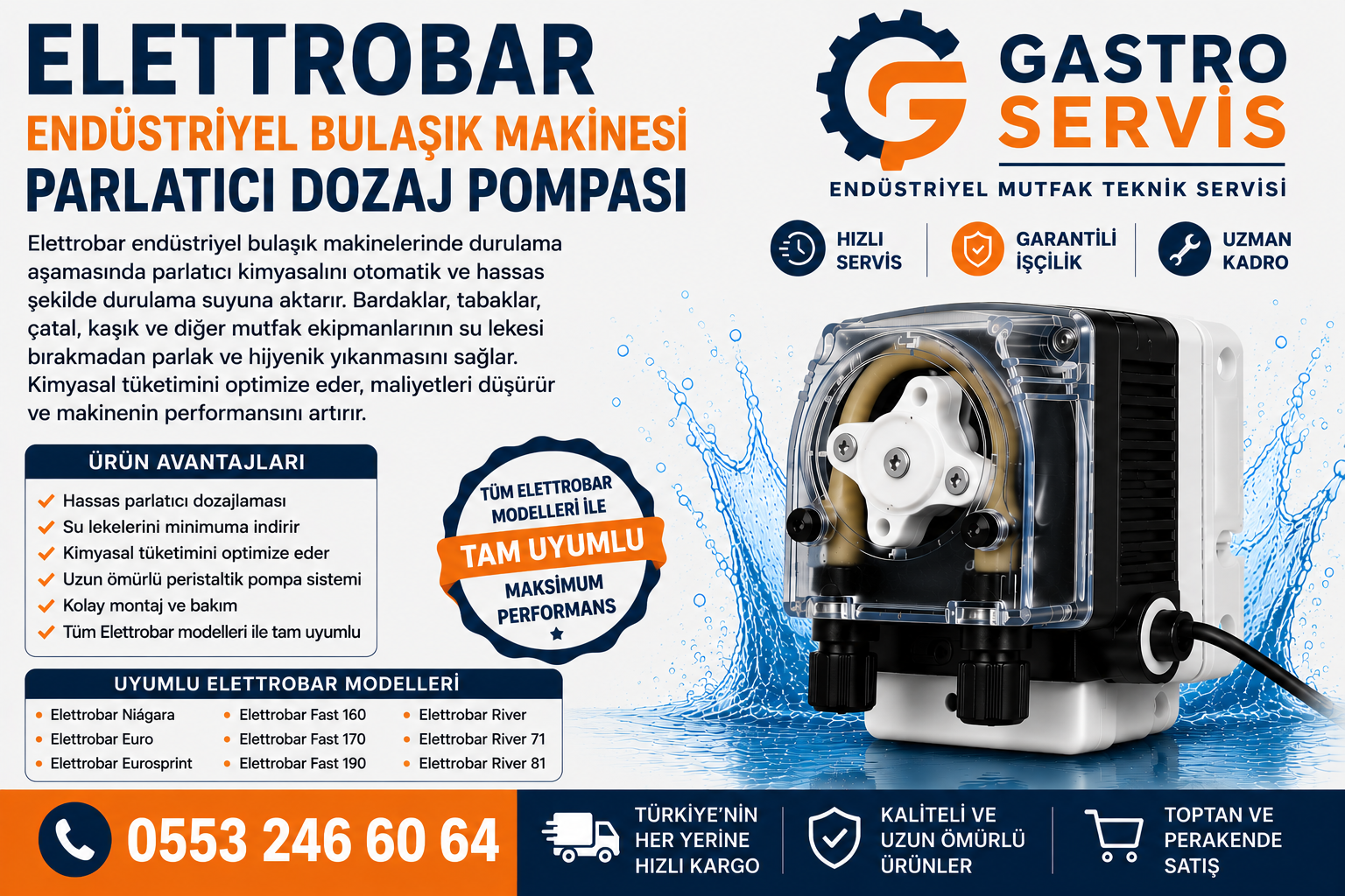 Elettrobar Endüstriyel Bulaşık Makinesi Parlatıcı Dozaj Pompası