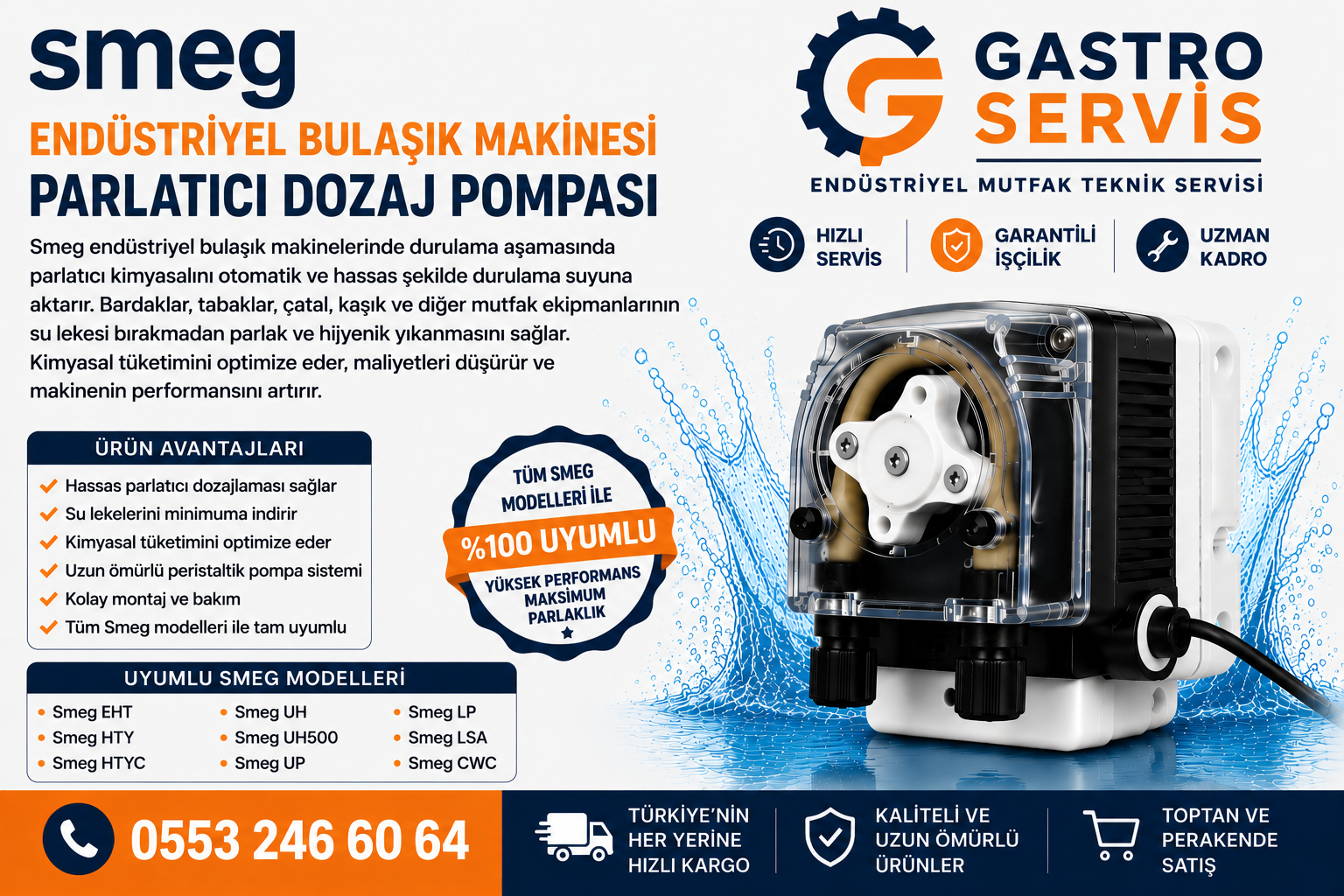 Smeg Professional Endüstriyel Bulaşık Makinesi Parlatıcı Dozaj Pompası