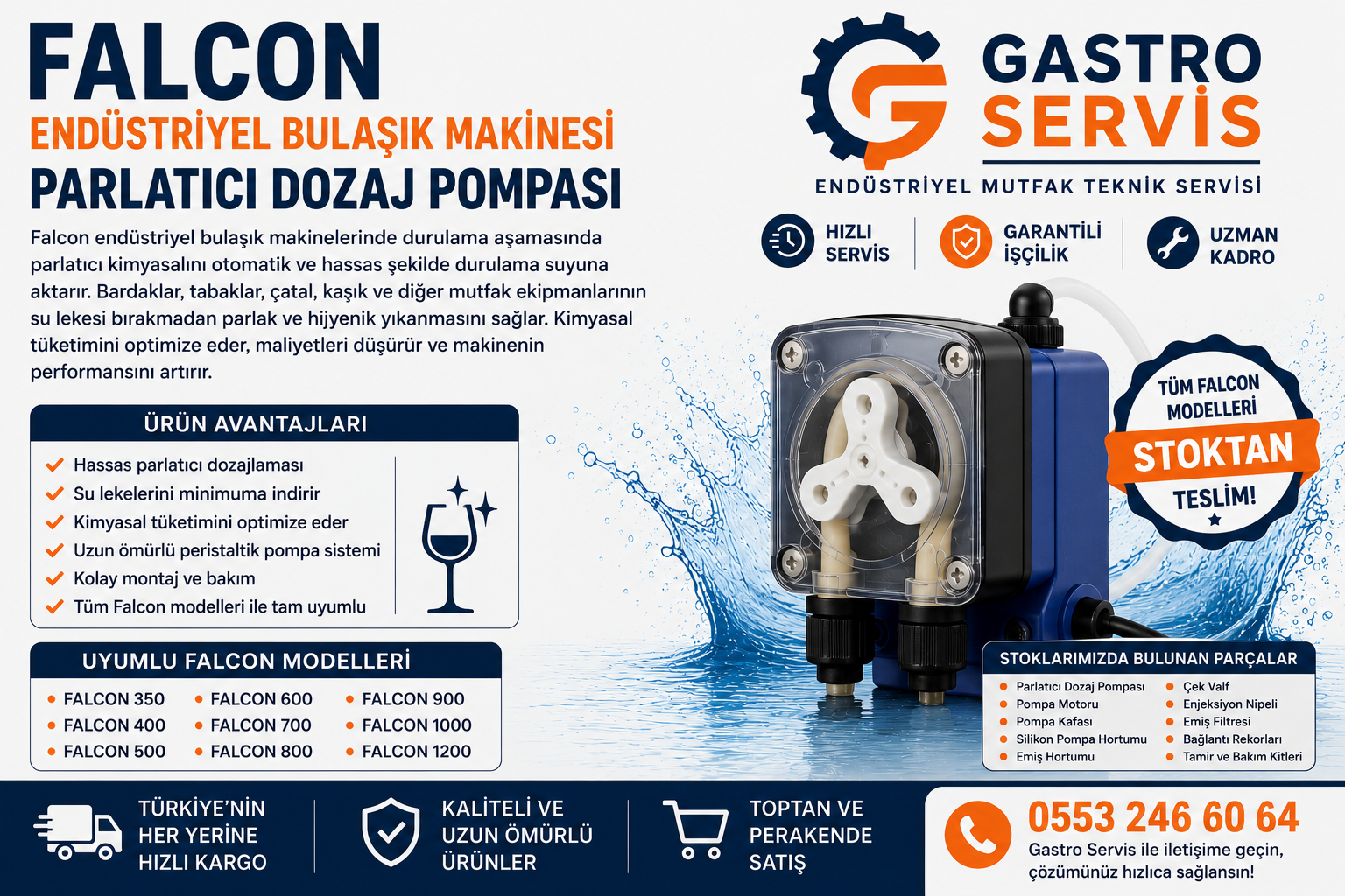 Falcon Endüstriyel Bulaşık Makinesi Parlatıcı Dozaj Pompası