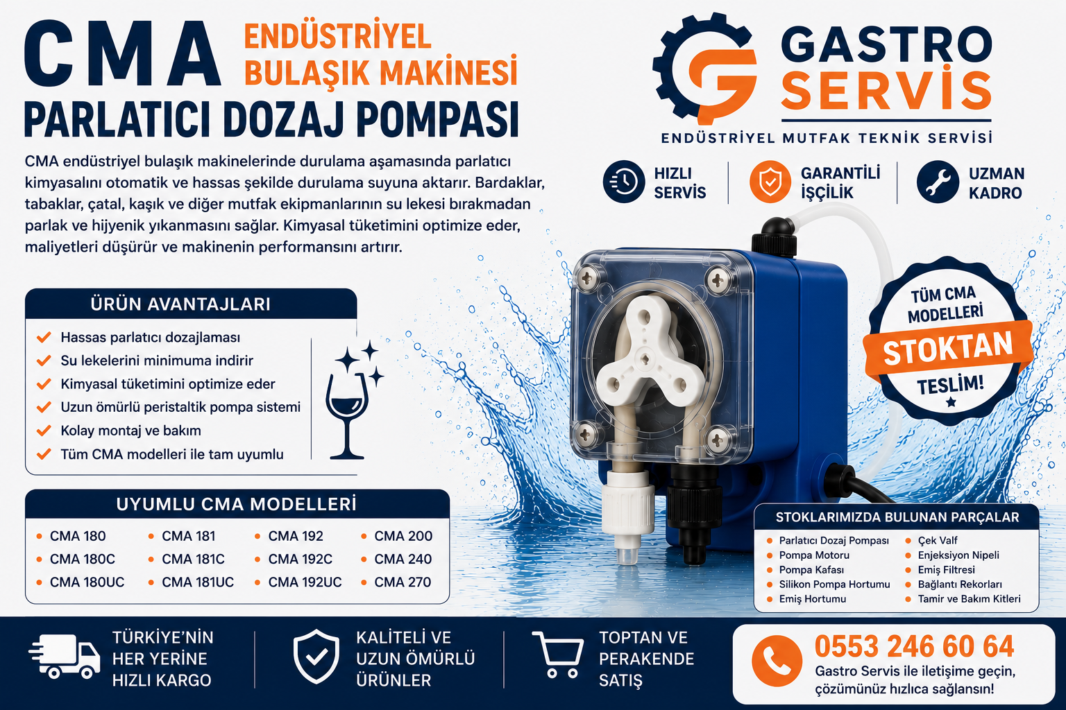 CMA Endüstriyel Bulaşık Makinesi Parlatıcı Dozaj Pompası