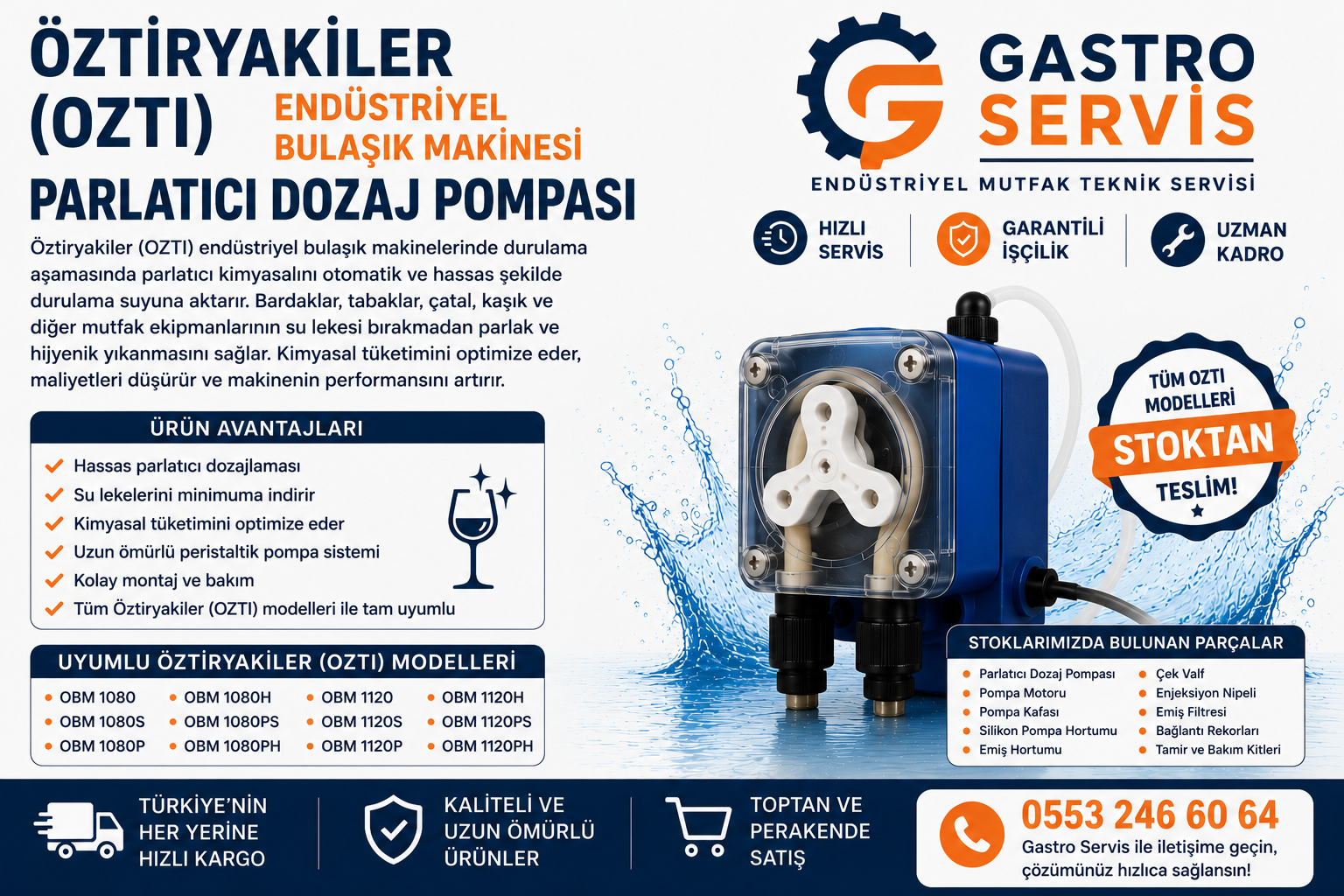 Öztiryakiler (OZTI) Endüstriyel Bulaşık Makinesi Parlatıcı Dozaj Pompası