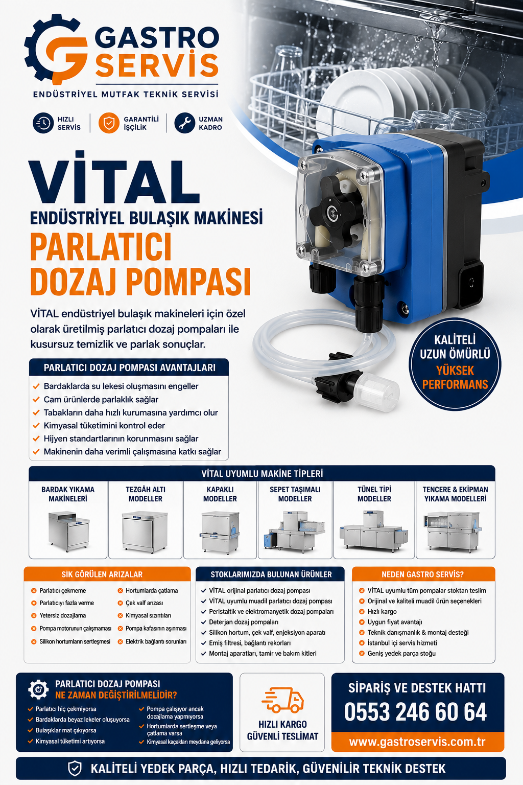 VİTAL Endüstriyel Bulaşık Makinesi Parlatıcı Dozaj Pompası